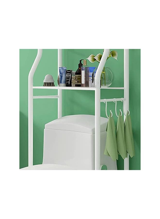 Raxoom - Toilet Storage Rack, U-HOOME Metal Bathroom Storage Shelf, Over The Toilet Space Saver Organizer Rack, Stable Freestanding Above Toilet Stand with 3 Hooks for Bathroom, Restroom, Laundry - Image 1