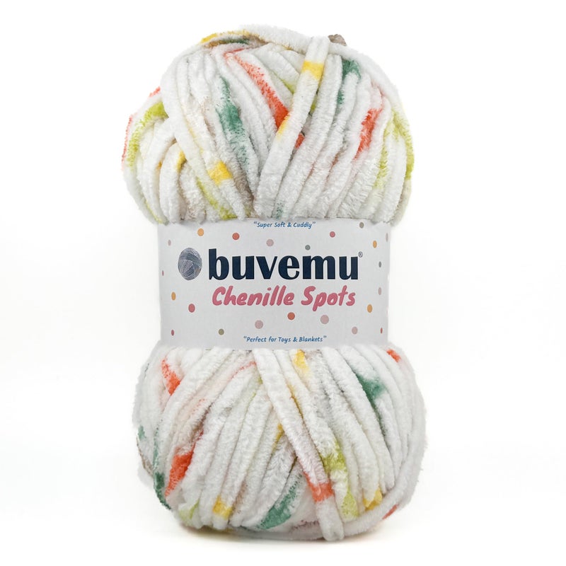Buvemu Chenille Spots Multicolor Super Bulky Easy Fast Knitting Crocheting Yarn for Amigurmi Plush Toys, Blanket, 100% Micropolyester, 100 gram (3.53 Ounces) 74 Yards (68 Meters) (1, Spots - No.2) - Image 1