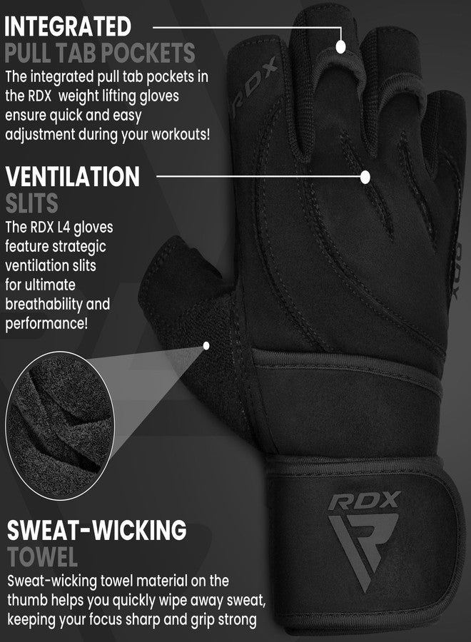 RDX Weight Lifting Gloves with Wrist Support, 50 CM Long Wrist Straps, Anti Slip Padded Palm Protection, Breathable Gym Grip for Fitness Training Workout Powerlifting, Men Women Bodybuilding Exercise - Image 4