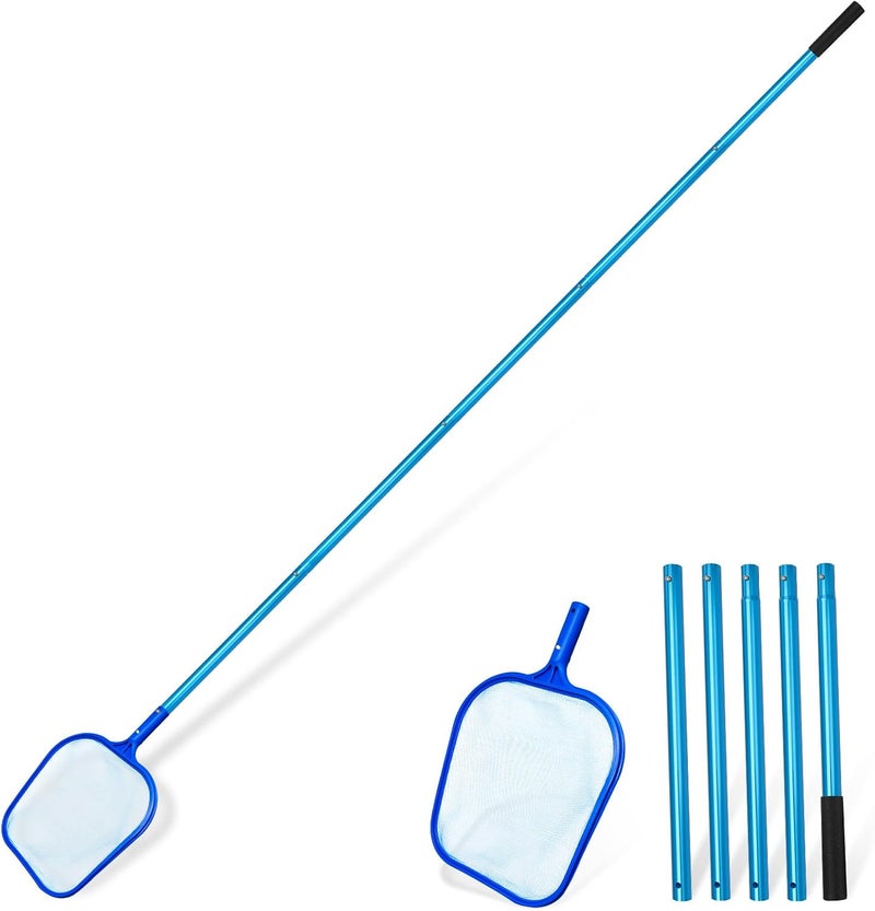 SAN LIKE SANLIKE Swimming Pool Skimmer Net Basket with Long Aluminum Pole Extend 7.58 FT Fine Mesh Rake Netting for Cleaning Swimming Pool Spa Pond Leaf Debris - Image 1
