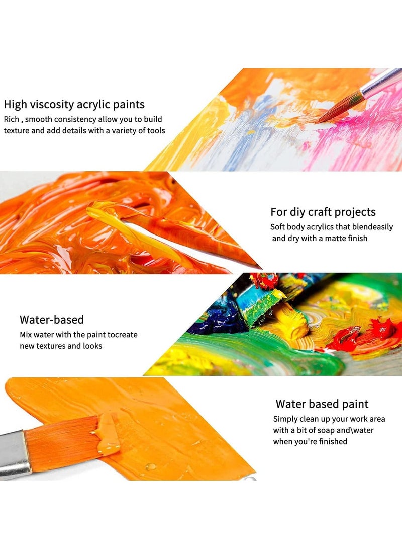 Acrylic Paint Set, 24 Colors x 12ml Oil Paint Kit, Professional Acrylic Paint Kit, Art Supplies Set for Paper, Canvas, Rock - Image 3