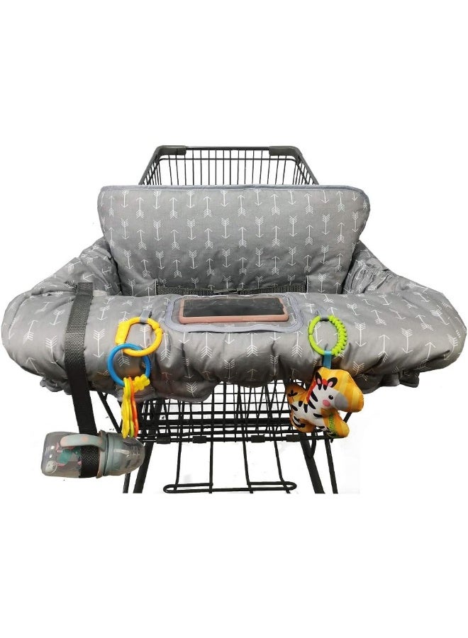 ICOPUCA Shopping Cart Cover for Baby boy Girl, Anti Slip Design, Cotton High Chair Cover, Machine Washable for Infant, Toddler, Grocery Cover (Grey) - Image 4