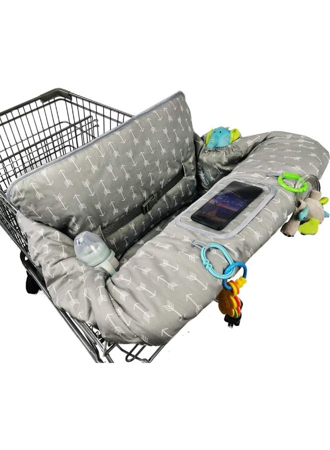 ICOPUCA Shopping Cart Cover for Baby boy Girl, Anti Slip Design, Cotton High Chair Cover, Machine Washable for Infant, Toddler, Grocery Cover (Grey) - Image 1