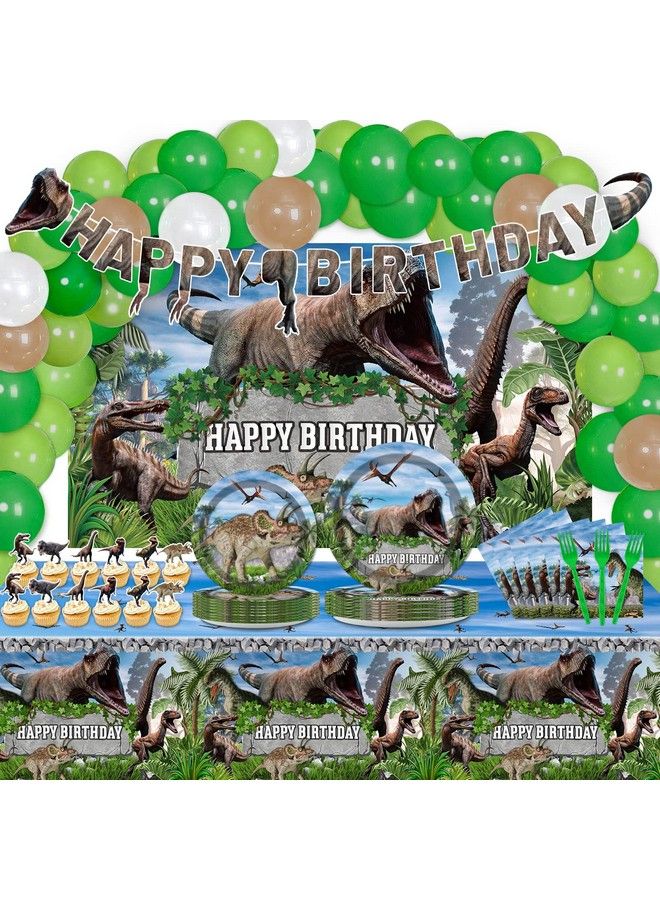 Tevxj 189 قطعة مجموعة أدوات المائدة لعيد ميلاد الديناصورات تشمل 24 ضيفًا - Image 2