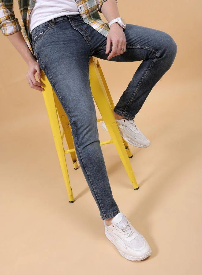 Men Slim Fit Solid Mid-Rise Stretchable Jeans
