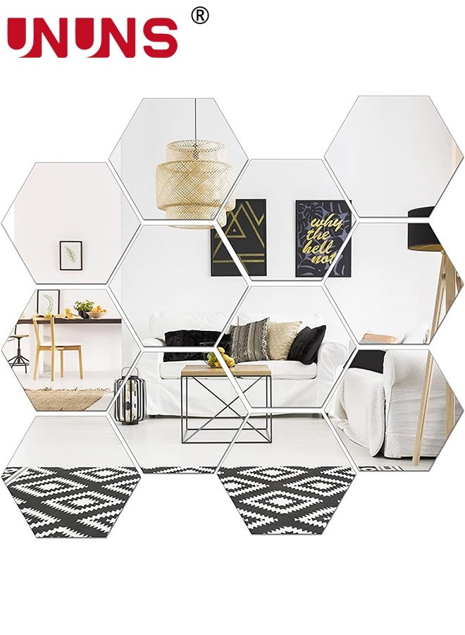 UNUNS 12pcs 184x160MM Wall Sticker Mirrors Tiles,Non-Breakable Acrylic Full Length Wall Mirror Tiles,12Pcs Flexible Plastic Mirror,Full Body Mirror Tiles For Bedroom, Home Gym, Home Wall Decor,Silver - Image 1
