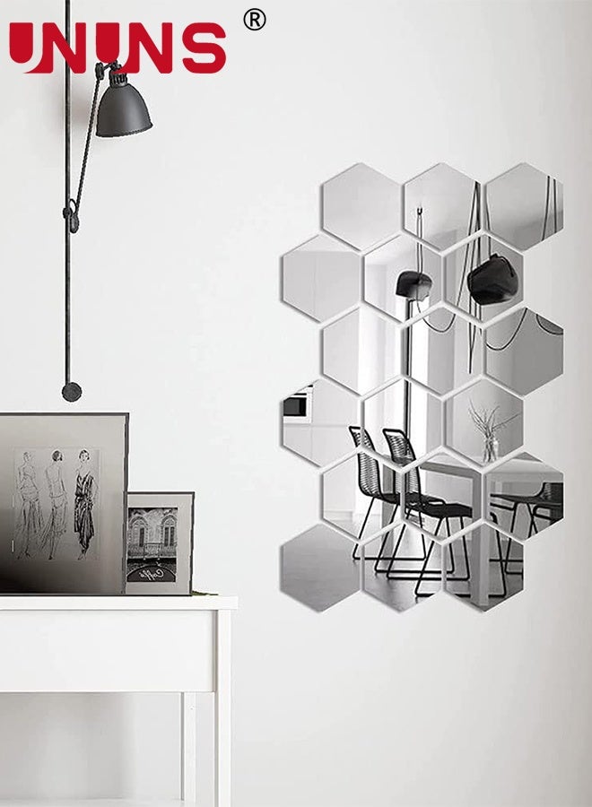 UNUNS 12pcs 184x160MM Wall Sticker Mirrors Tiles,Non-Breakable Acrylic Full Length Wall Mirror Tiles,12Pcs Flexible Plastic Mirror,Full Body Mirror Tiles For Bedroom, Home Gym, Home Wall Decor,Silver - Image 5
