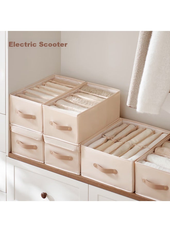 Eachy Clothes And Pants Storage Box, Wardrobe Organizer, Divided Denim Storage Container, Almond Color - 9 Compartments - Image 1