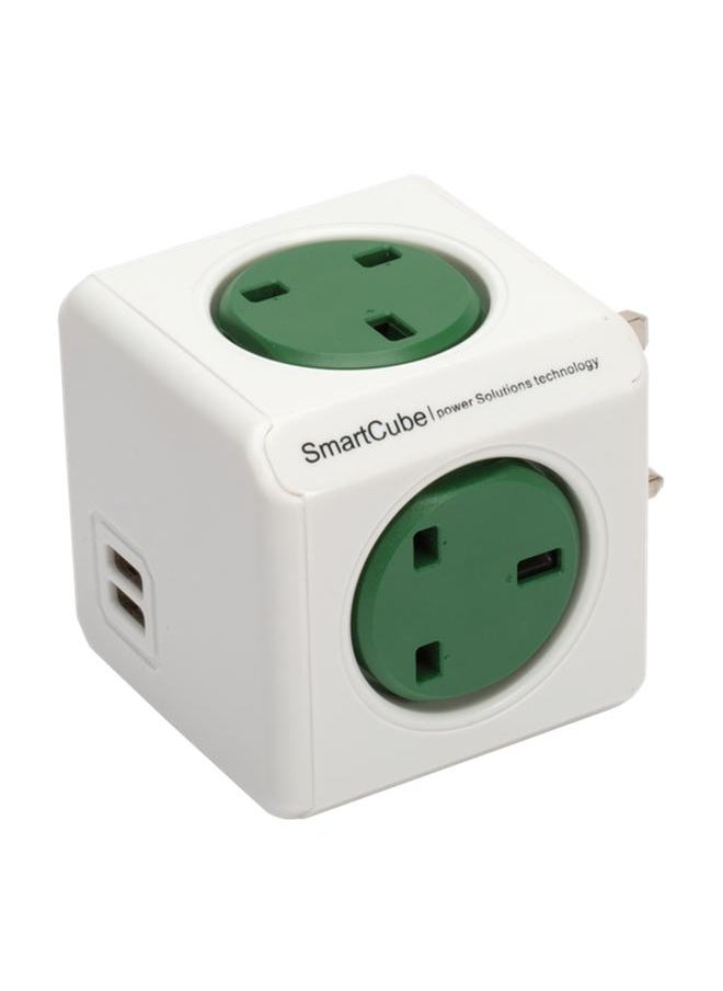 HQ 4-Way 2 USB Adaptor Smartcube Green and White  - Image 1