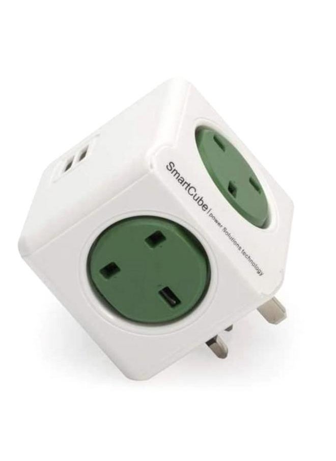 HQ 4-Way 2 USB Adaptor Smartcube Green and White  - Image 2