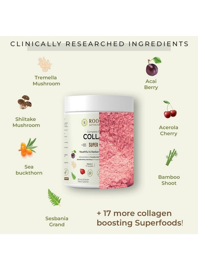 Rooted Actives Plant Based Collagen Supplement, 250 G | Tremella Mushrooms, Biotin, Silica, Vit C & 17 Beauty Boosters | No Sugar | Collagen Booster | Collagen Supplements For Women & Men - Image 3