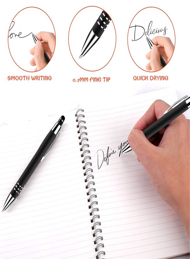 cobee® Stylus Tip Ballpoint Pens, 6 Pieces 1.0mm Retractable Ball Point Pen Medium Point Smooth Writing Pen Black Ink Metal Pen Stylus Nice Pen for Touch Screens(Black) - Image 4