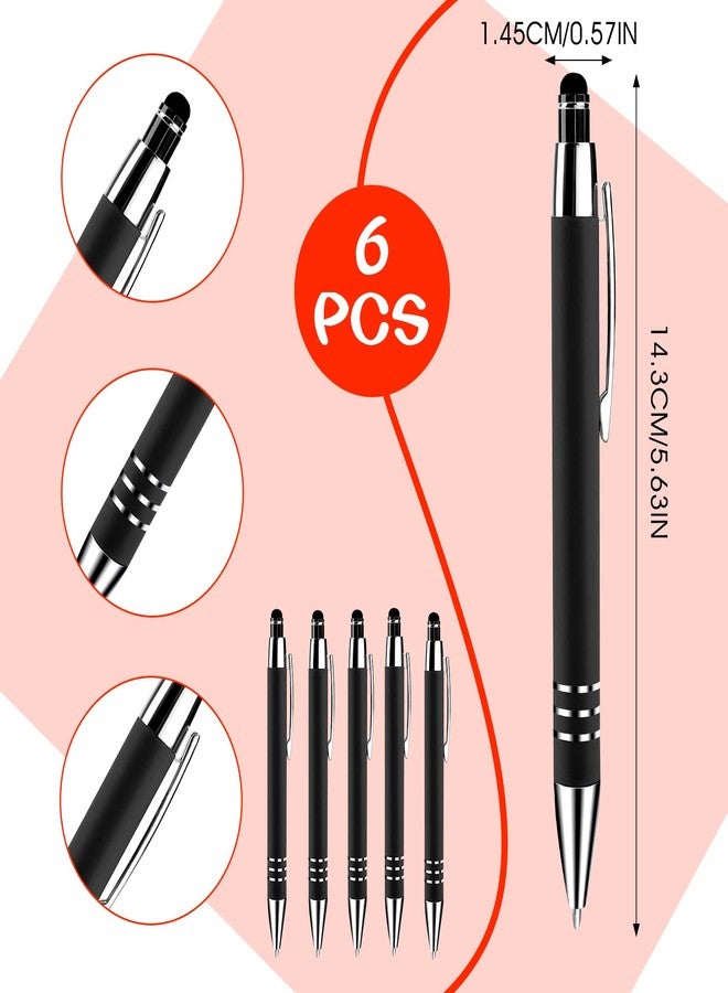 cobee® Stylus Tip Ballpoint Pens, 6 Pieces 1.0mm Retractable Ball Point Pen Medium Point Smooth Writing Pen Black Ink Metal Pen Stylus Nice Pen for Touch Screens(Black) - Image 3