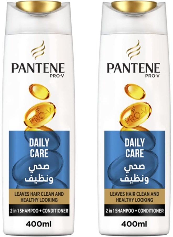 Pantene Pro-V Daily Care Shampoo 2 x 400 ml Dual Pack - Image 1