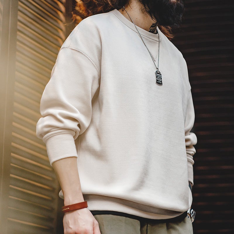 Madden Tooling American Style Retro Heavy-Weight Chenille Sweatshirt Round Neck Basic Anti-Wrinkle Base Long-Sleeved T-Shirt Men'S Autumn - Image 5