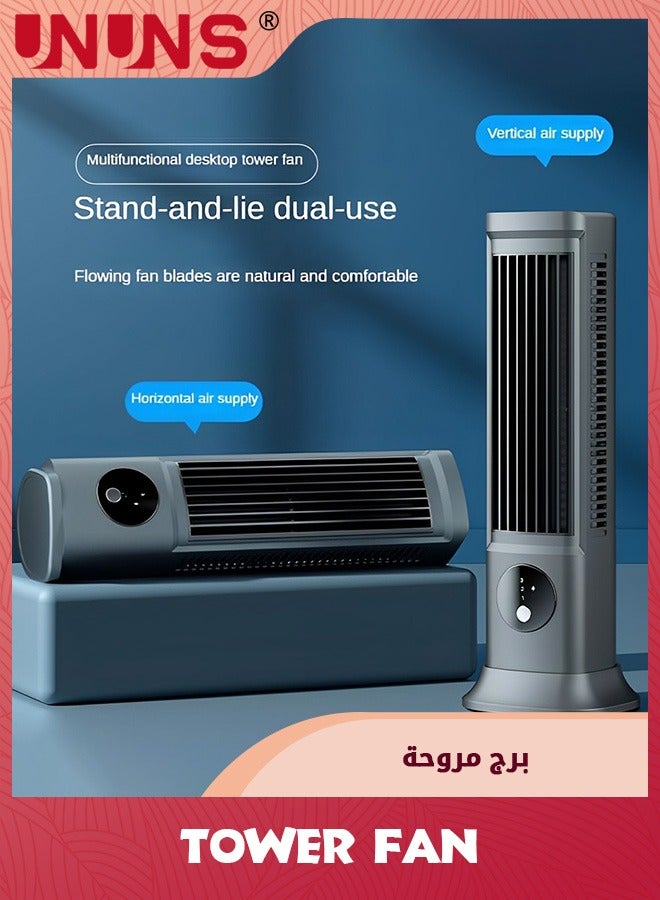 UNUNS Tower Fan,360° rotation Desk Fan With 3 Speeds,Fast Cooling,Quiet Operation,Portable Bladeless Fan,10.63" Desk Tower Fan For Bedroom Home Office Desktop  - Image 2