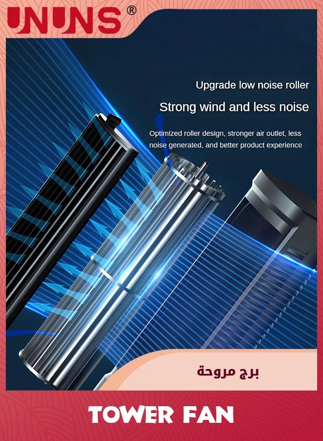 UNUNS Tower Fan,360° rotation Desk Fan With 3 Speeds,Fast Cooling,Quiet Operation,Portable Bladeless Fan,10.63" Desk Tower Fan For Bedroom Home Office Desktop  - Image 4