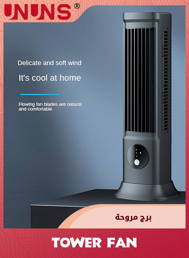 UNUNS Tower Fan,360° rotation Desk Fan With 3 Speeds,Fast Cooling,Quiet Operation,Portable Bladeless Fan,10.63" Desk Tower Fan For Bedroom Home Office Desktop  - Image 3