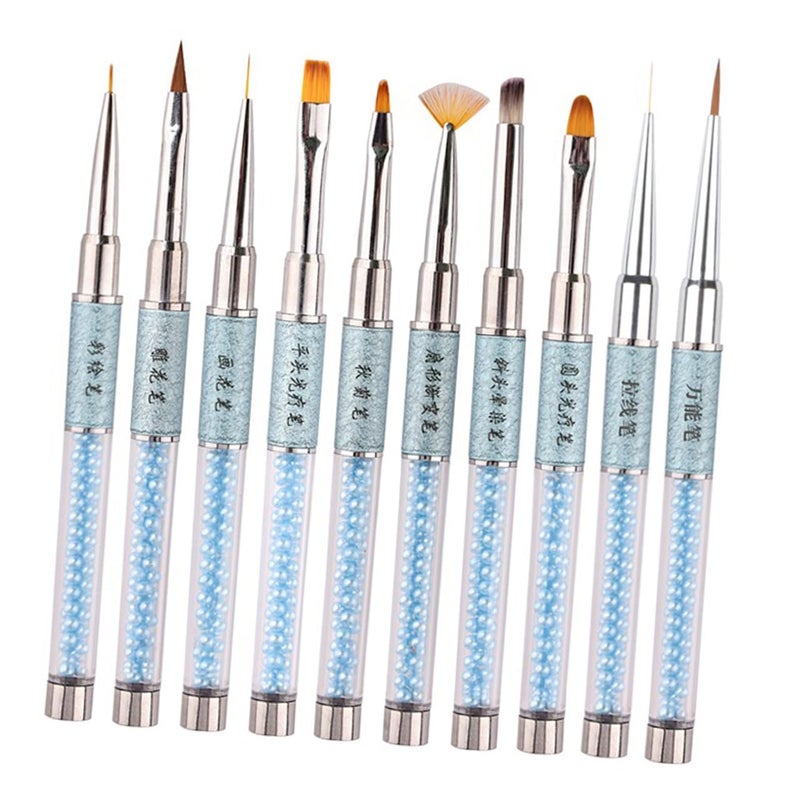 10 قطعة من مجموعة فرش فن الأظافر مع أقلام رسم طويلة وحامل متعدد الفتحات لمانيكير DIY دقيق - Image 2