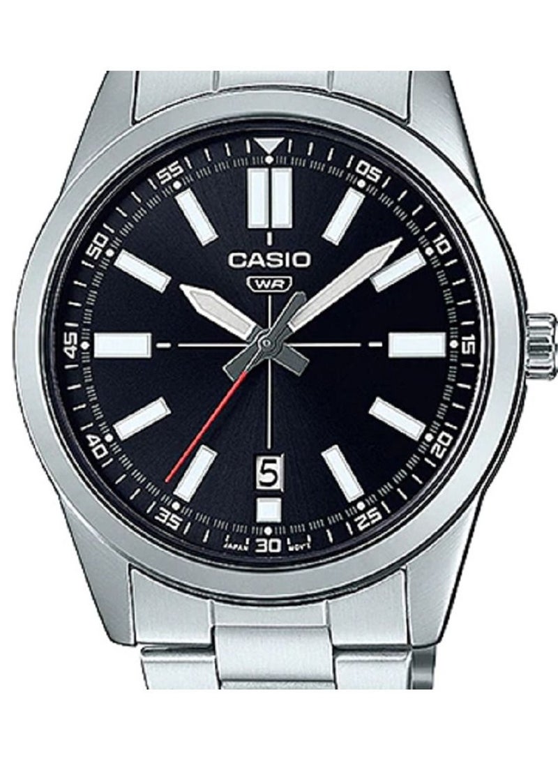 Casio Men Watch Analog Black Dial Stainless Steel Band MTP-VD02D-1EUDF - Image 3