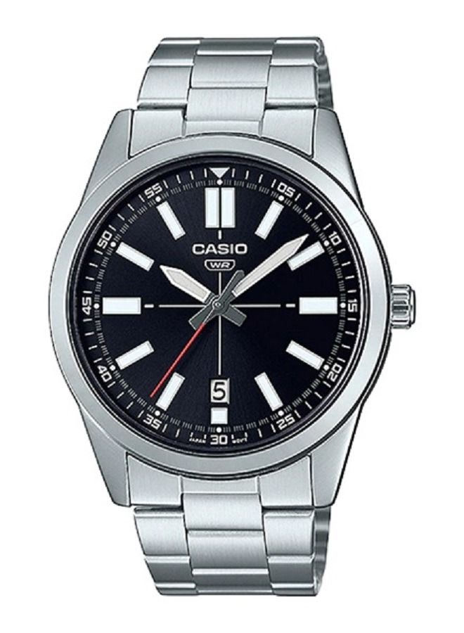 Casio Men Watch Analog Black Dial Stainless Steel Band MTP-VD02D-1EUDF - Image 1