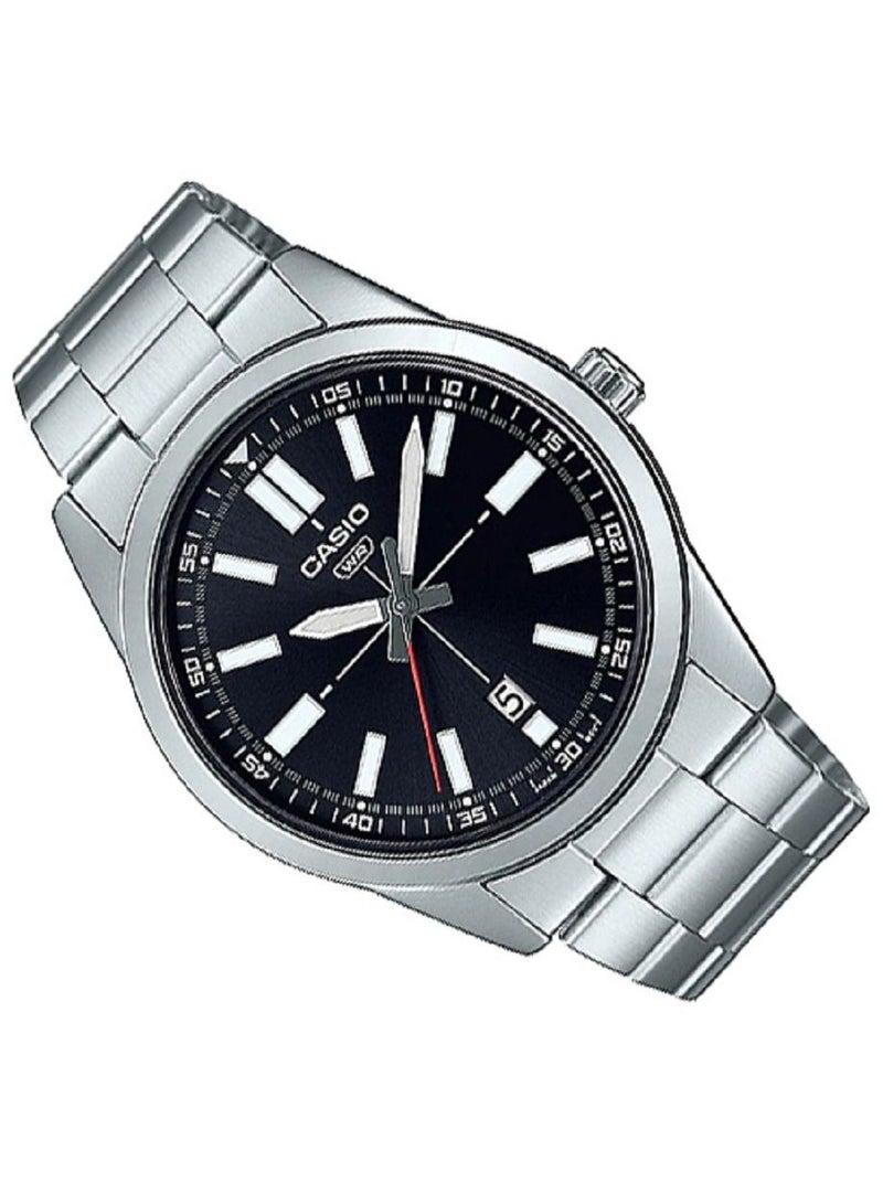 Casio Men Watch Analog Black Dial Stainless Steel Band MTP-VD02D-1EUDF - Image 2