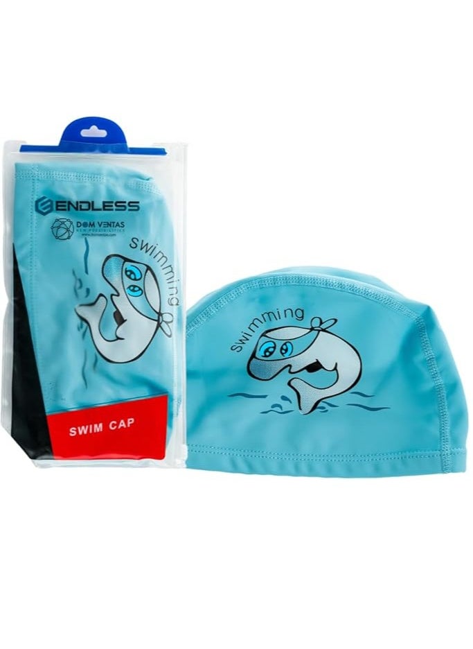 ENDLESS  Comfortable PU Swimming Cap with Cartoon Design | Elastic Waterproof Swimming Cap for Long and Short Hair with Thicker Edge | Kid's Size | Material : PU  - Image 1