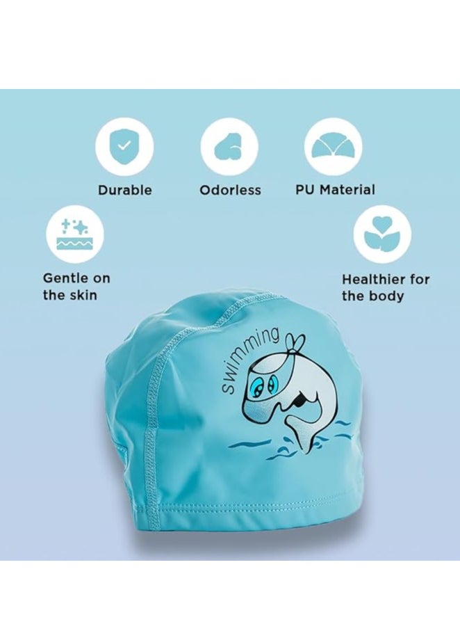 ENDLESS  Comfortable PU Swimming Cap with Cartoon Design | Elastic Waterproof Swimming Cap for Long and Short Hair with Thicker Edge | Kid's Size | Material : PU  - Image 2