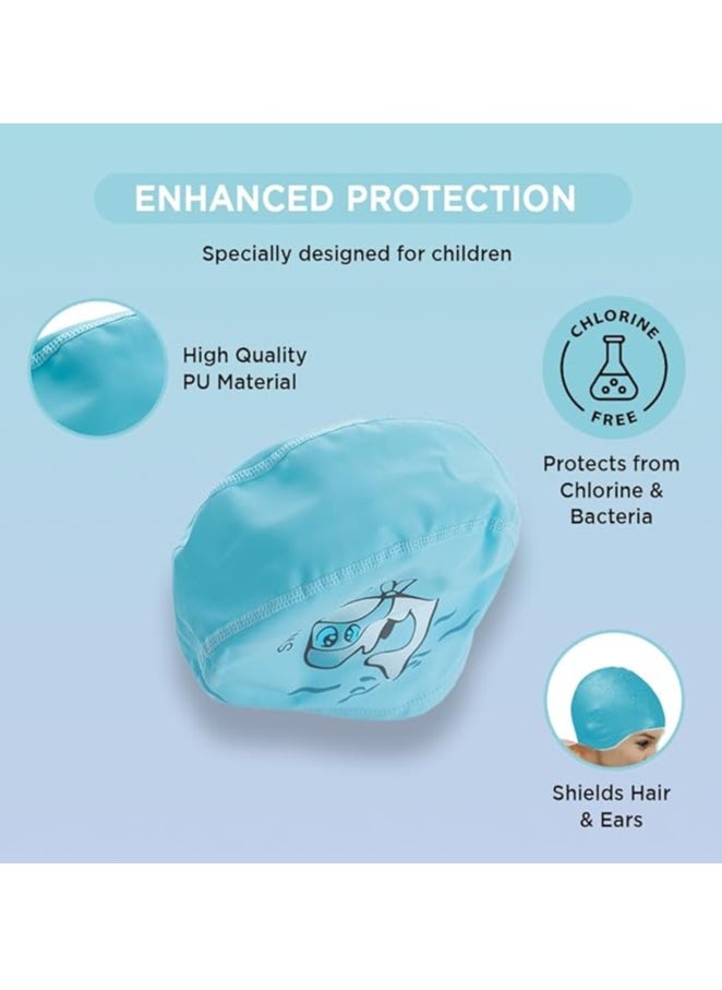 ENDLESS  Comfortable PU Swimming Cap with Cartoon Design | Elastic Waterproof Swimming Cap for Long and Short Hair with Thicker Edge | Kid's Size | Material : PU  - Image 4
