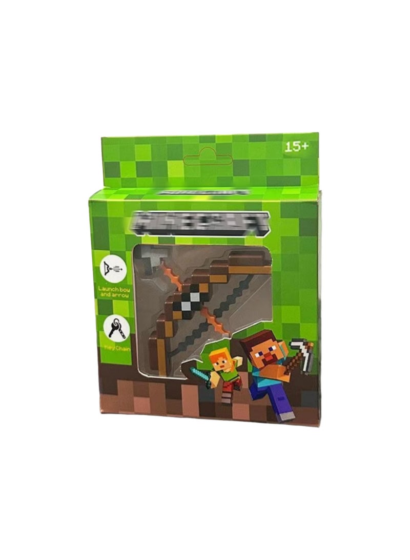 ماين كرافت سلاح القوس والسهم من لعبة Minecraft بلاستيك بني ساحر قوس وسهم بيكسل زينة سلسلة مفاتيح - Image 2