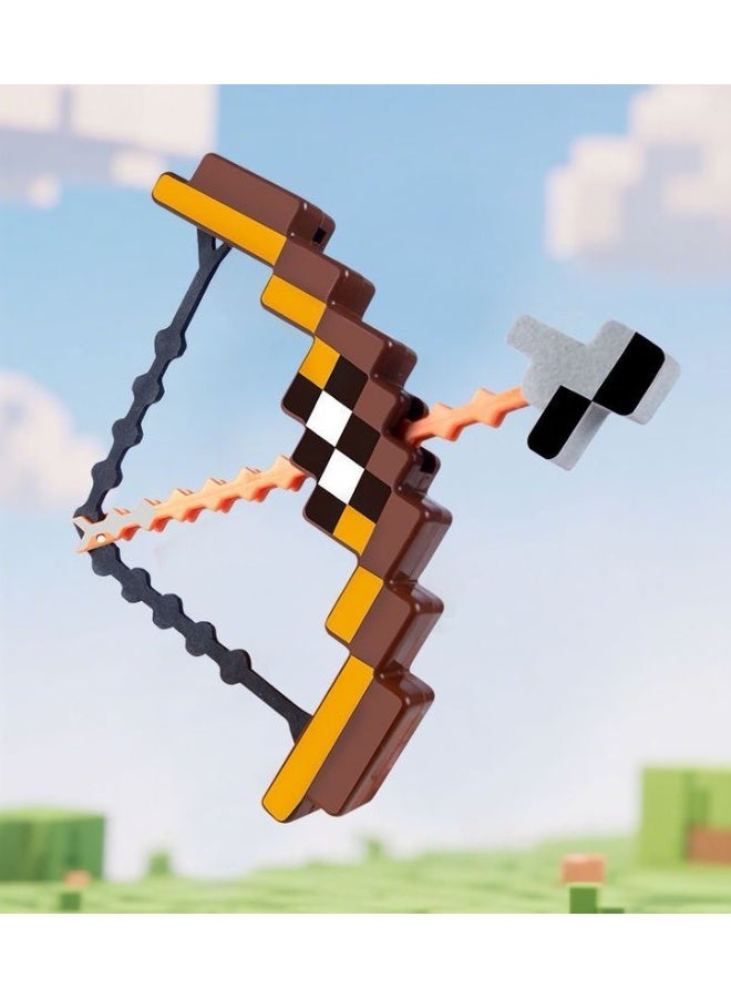 ماين كرافت سلاح القوس والسهم من لعبة Minecraft بلاستيك بني ساحر قوس وسهم بيكسل زينة سلسلة مفاتيح - Image 1