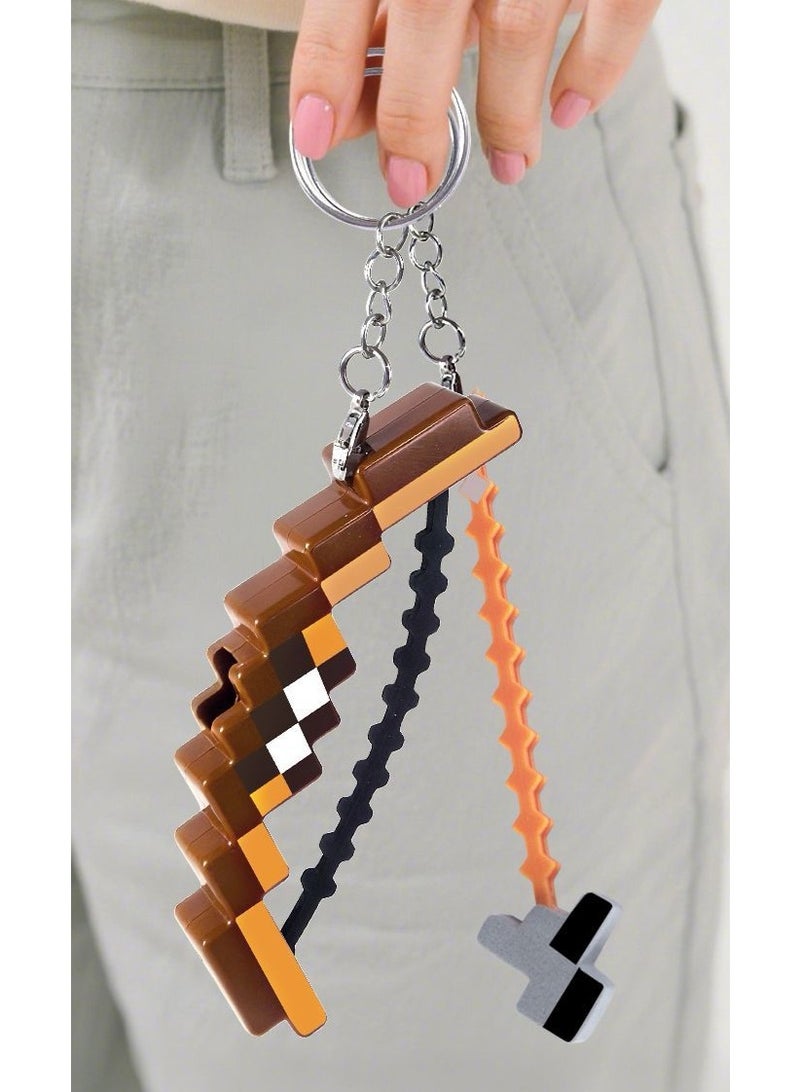 ماين كرافت سلاح القوس والسهم من لعبة Minecraft بلاستيك بني ساحر قوس وسهم بيكسل زينة سلسلة مفاتيح - Image 5