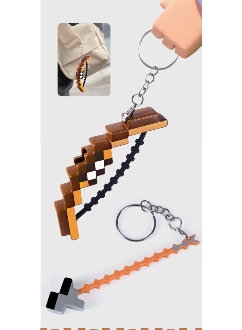 ماين كرافت سلاح القوس والسهم من لعبة Minecraft بلاستيك بني ساحر قوس وسهم بيكسل زينة سلسلة مفاتيح - Image 4