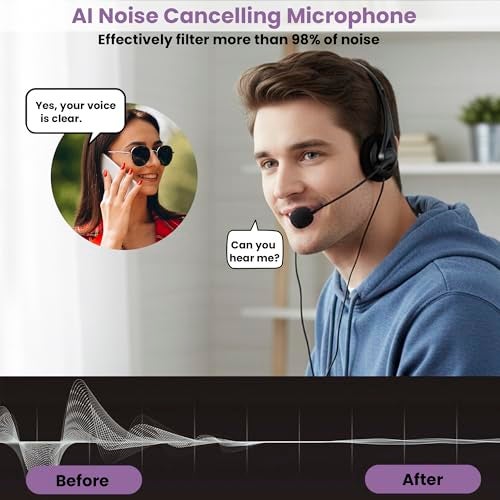 BigPassport Wired USB Headset with Noise Cancelling Microphone | HD Audio & All-Day Comfort for Online Meetings & Office Calls | USB Headphones for PC & Laptop | Model: Pro-Tech 491 (Black) - Image 4