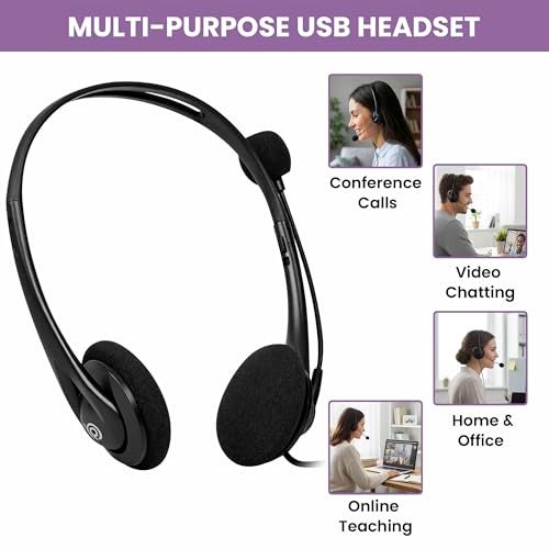 BigPassport Wired USB Headset with Noise Cancelling Microphone | HD Audio & All-Day Comfort for Online Meetings & Office Calls | USB Headphones for PC & Laptop | Model: Pro-Tech 491 (Black) - Image 5