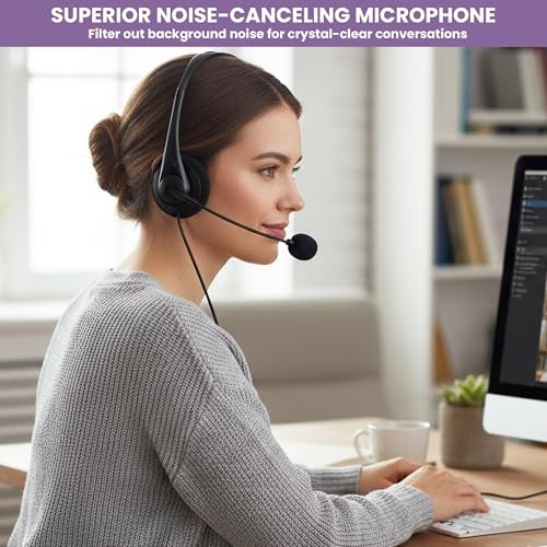 BigPassport Wired USB Headset with Noise Cancelling Microphone | HD Audio & All-Day Comfort for Online Meetings & Office Calls | USB Headphones for PC & Laptop | Model: Pro-Tech 491 (Black) - Image 3