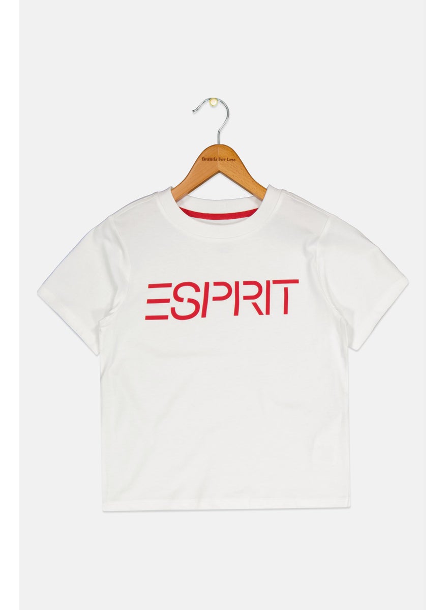 ESPRIT - Kids Boy Short Sleeves Brand Logo T-Shirt, White - Image 1