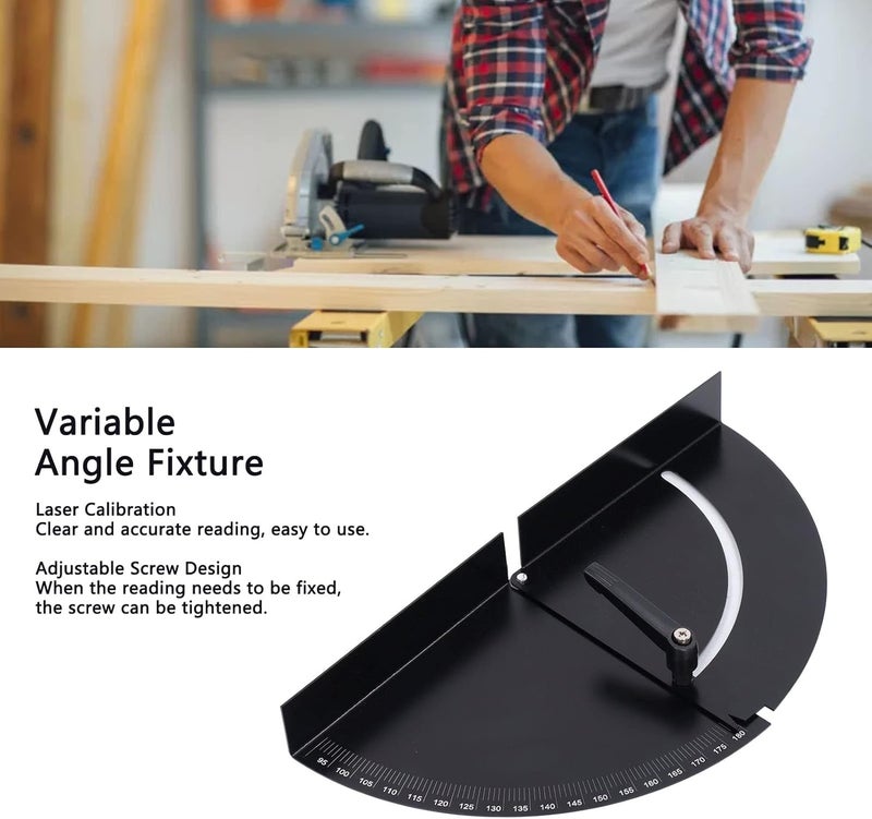 Variable Angle Fixture, Woodworking Angle Clamp Fixer, High Hardness Iron Protractor with Clear Scale and Screw, Black Paint Finish for Woodworking Tools and DIY Projects (Protractor 180°) - Image 5