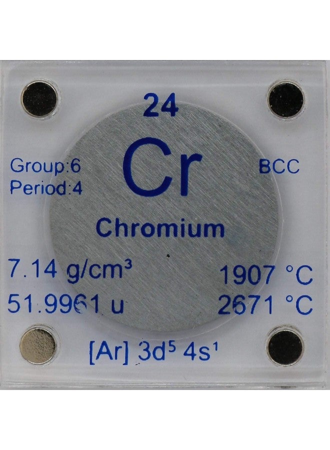 PFS Chromium (Cr) 24.26mm Metal Disc with Acrylic Case for Collection or Experiments - Image 1