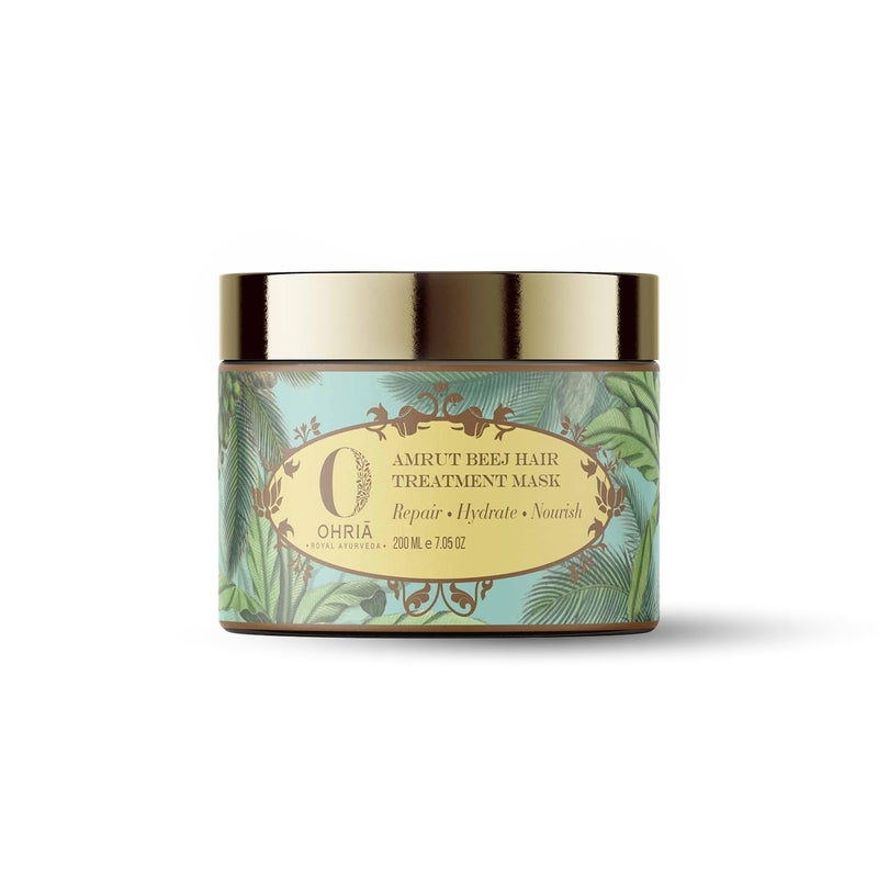 Ohria Ayurveda Amrut Beej Hair Treatment Mask  With Coconut Butter Banana Extract  Amla  Repairs Hydrates  Nourishes  Safe for All Hair Types  200ml - Image 1