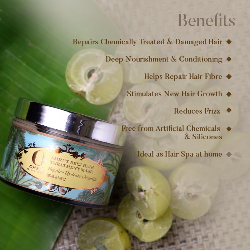 Ohria Ayurveda Amrut Beej Hair Treatment Mask  With Coconut Butter Banana Extract  Amla  Repairs Hydrates  Nourishes  Safe for All Hair Types  200ml - Image 5
