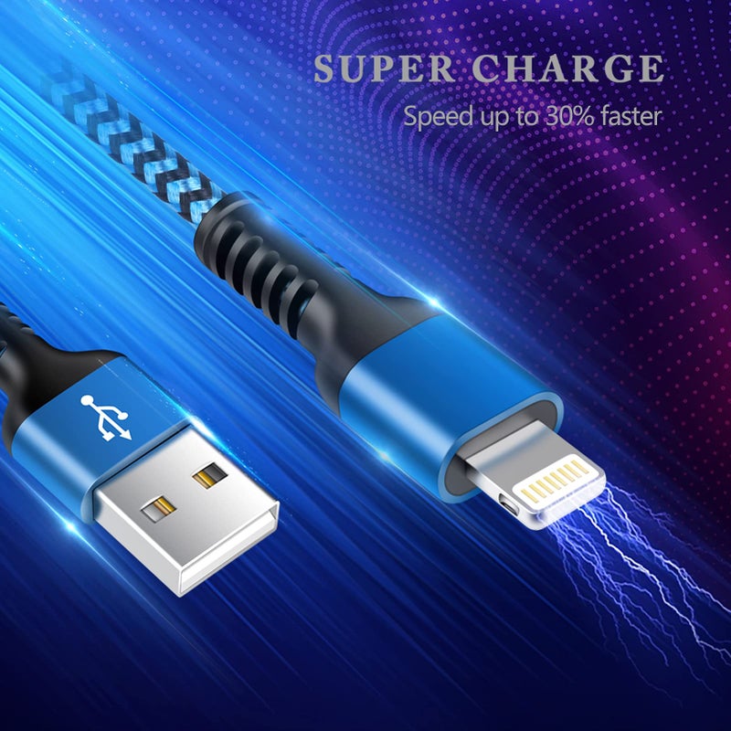 Haoano [3/6/10FT-5Pack] iPhone Charger Apple Certified Lighting Charge Cords Phone Power Data Cable Nylon Braided Fast Charging Wire for iPhone 13 12 Pro Max Mini 11 XR XS X 10 8 7 6s 6 Plus SE 2020, iPad - Image 4