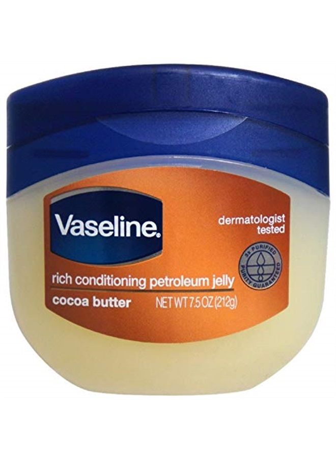Vaseline Rich Conditioning Petroleum Jelly, Cocoa Butter 7.5 oz (Pack of 12) - Image 1