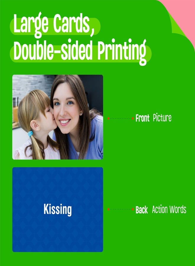 SpriteGru 50 Verb Flashcards, Picture & Word Cards Action Language Builder Visual Aid Language Learning Tool for Autism, ESL Teaching Materials for Adults, Non-Verbal Children Vocabulary Builder for Kids - Image 3