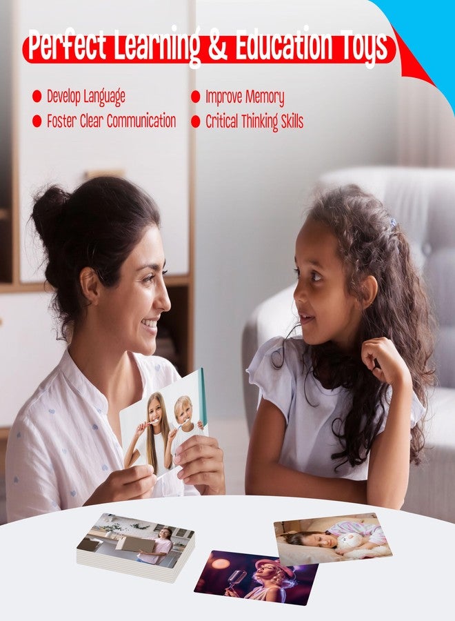 SpriteGru 50 Verb Flashcards, Picture & Word Cards Action Language Builder Visual Aid Language Learning Tool for Autism, ESL Teaching Materials for Adults, Non-Verbal Children Vocabulary Builder for Kids - Image 5