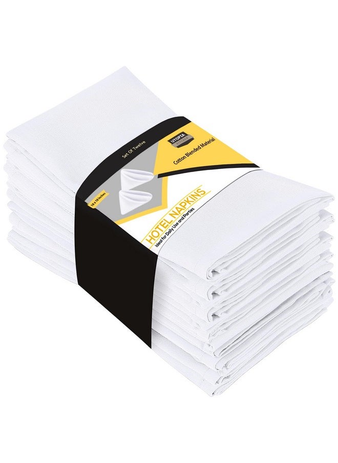 Utopia Kitchen - White Cloth Napkins [12 Pack 18X18 Inch] Cotton Blend Washable And Reusable Table Dinner Napkins For Hotel Lunch Restaurant Weddings Event And Parties - Image 1