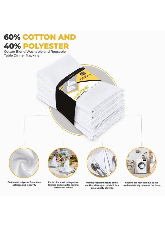 Utopia Kitchen - White Cloth Napkins [12 Pack 18X18 Inch] Cotton Blend Washable And Reusable Table Dinner Napkins For Hotel Lunch Restaurant Weddings Event And Parties - Image 1
