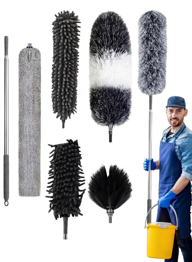 Horizon Microfiber Duster with Extendable Pole, Removable and Washable Dusters for Cleaning Home with Microfiber Duster, Discover the Power of Dust Cleaner with Car Cleaning Brush - Image 1