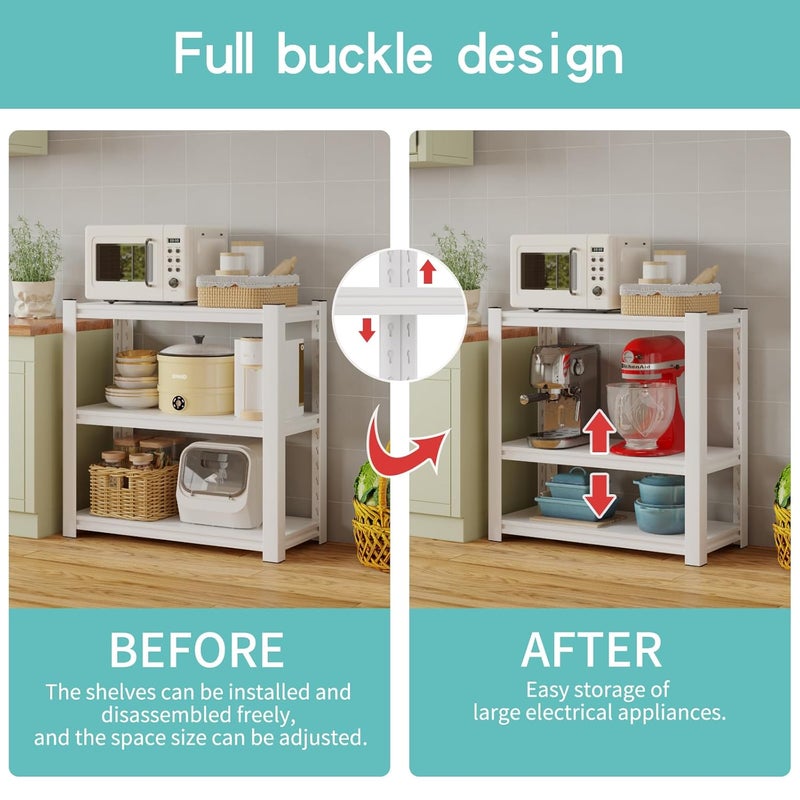 HOME CUBE 3 Layer Metal Storage Rack Stand with Adjustable Boltless Shelf Display Rack Kitchen Storage Rack Multipurpose Stand for Oven Stand Office Garage Shops Salon Space Saving Storage Organizer - Image 4