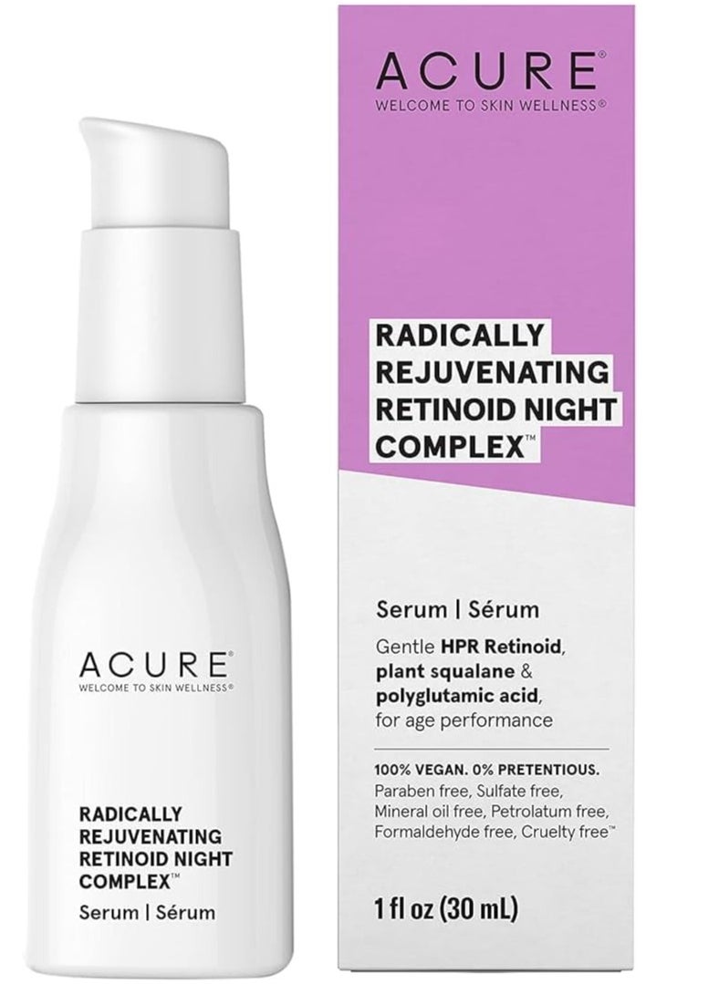 Acure Acure Retinoid Replenishing Night Complex | 100% Vegan | For lifetime performance | With polyglutamic acid and vegetable squalene | Smoothes the skin and fights wrinkles 1 fl oz., serum  - Image 1
